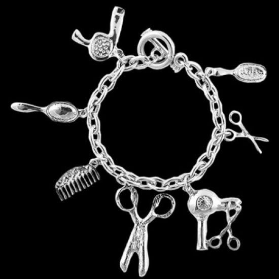 A&amp;A Armband mit Friseur-Utensilien 20cm, 7 Anhänger,