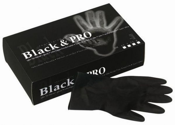 Black &amp; Pro Latexhandschuhe schwarz Puderfrei 20 Stück, Größe L